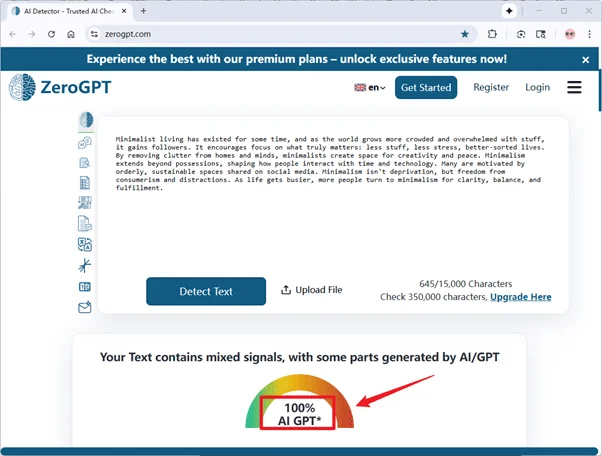 ZeroGPT scores grammatically-optimized Tenorshare AI humanized text 100% AI ZeroGPT scores grammatically-optimized Tenorshare AI humanized text 100% AI