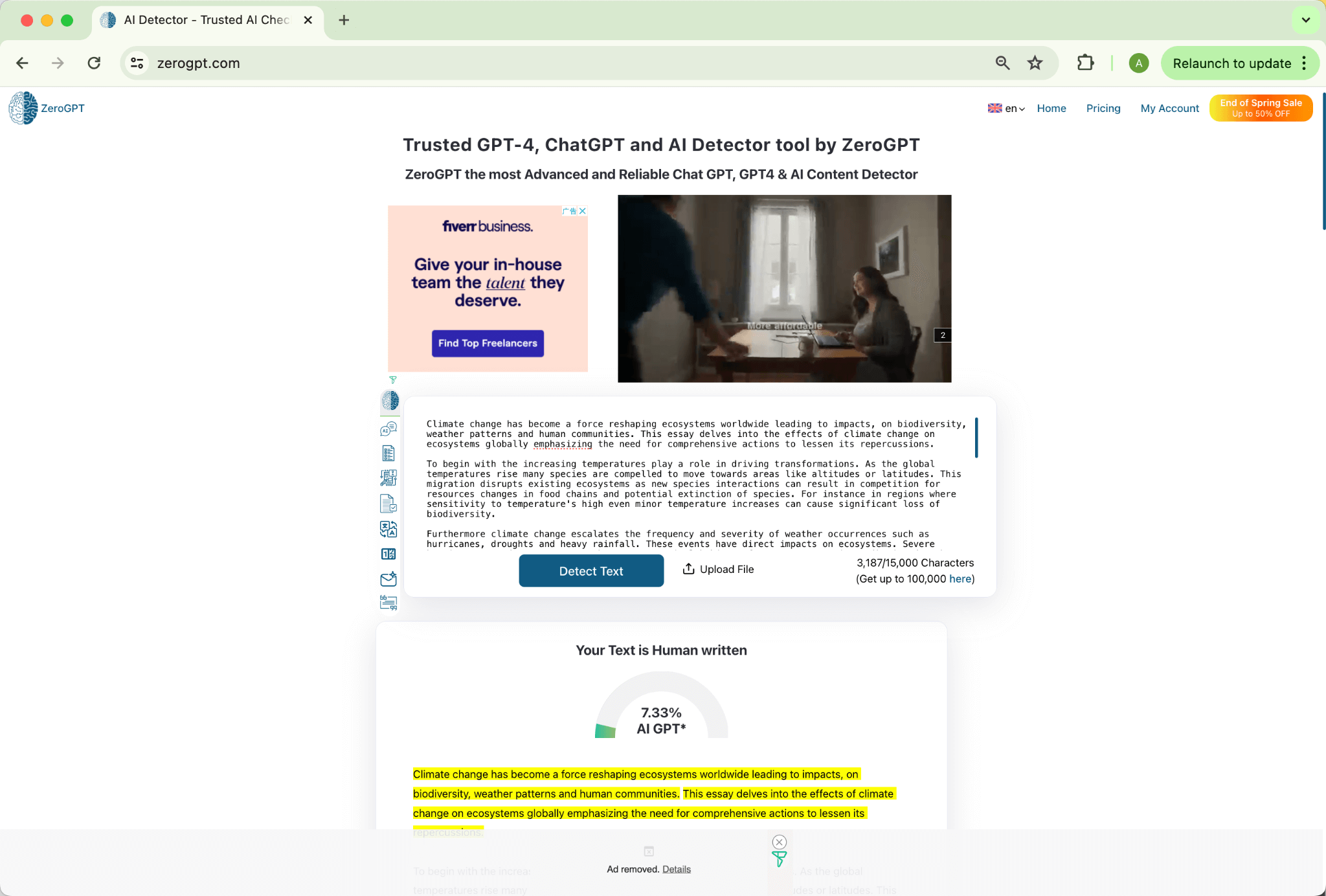 ZeroGPT Undetectable.Ai Humanization Initial Output Grammarly Amended Version 7.33 Ai