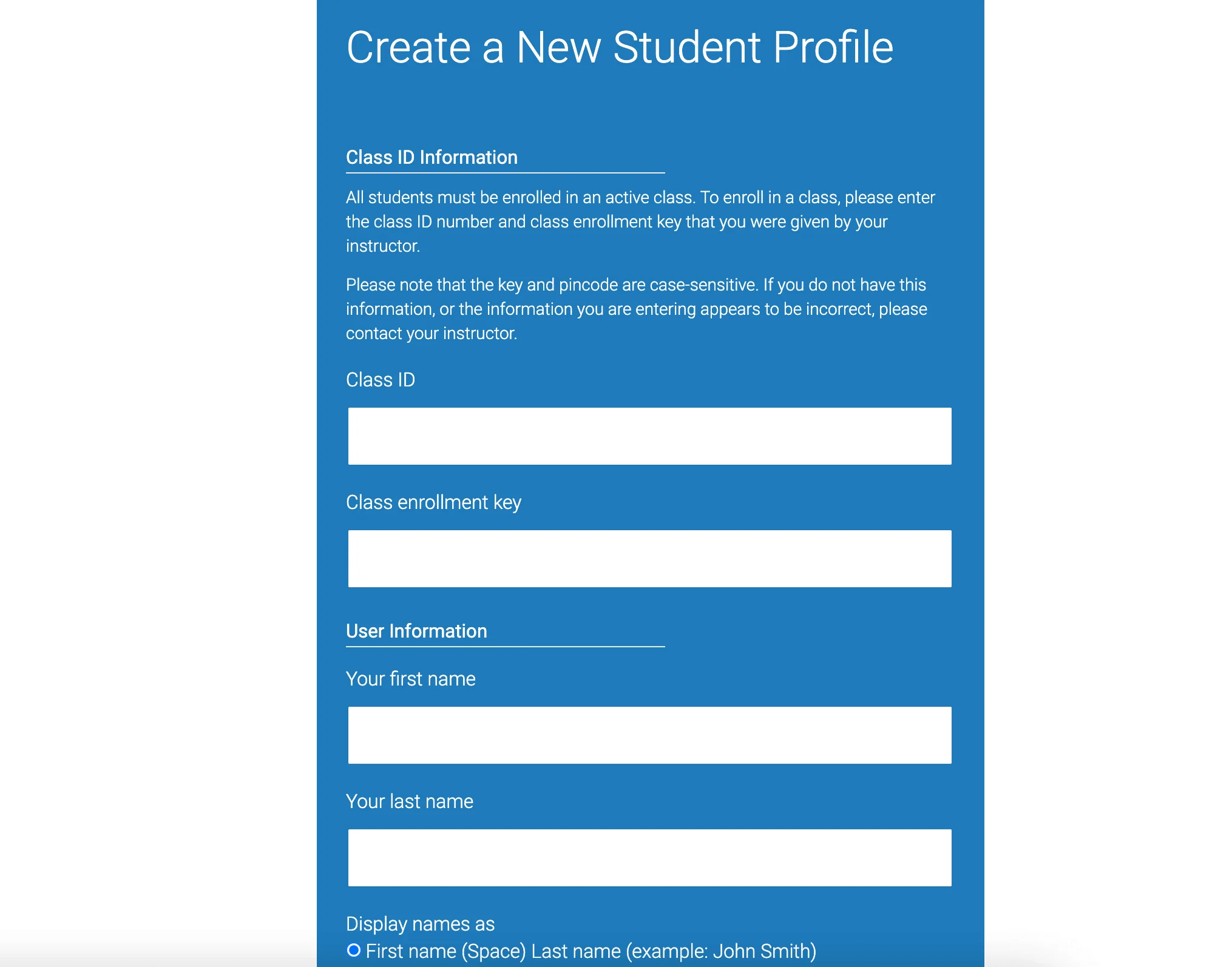 Turnitin create a new student profile