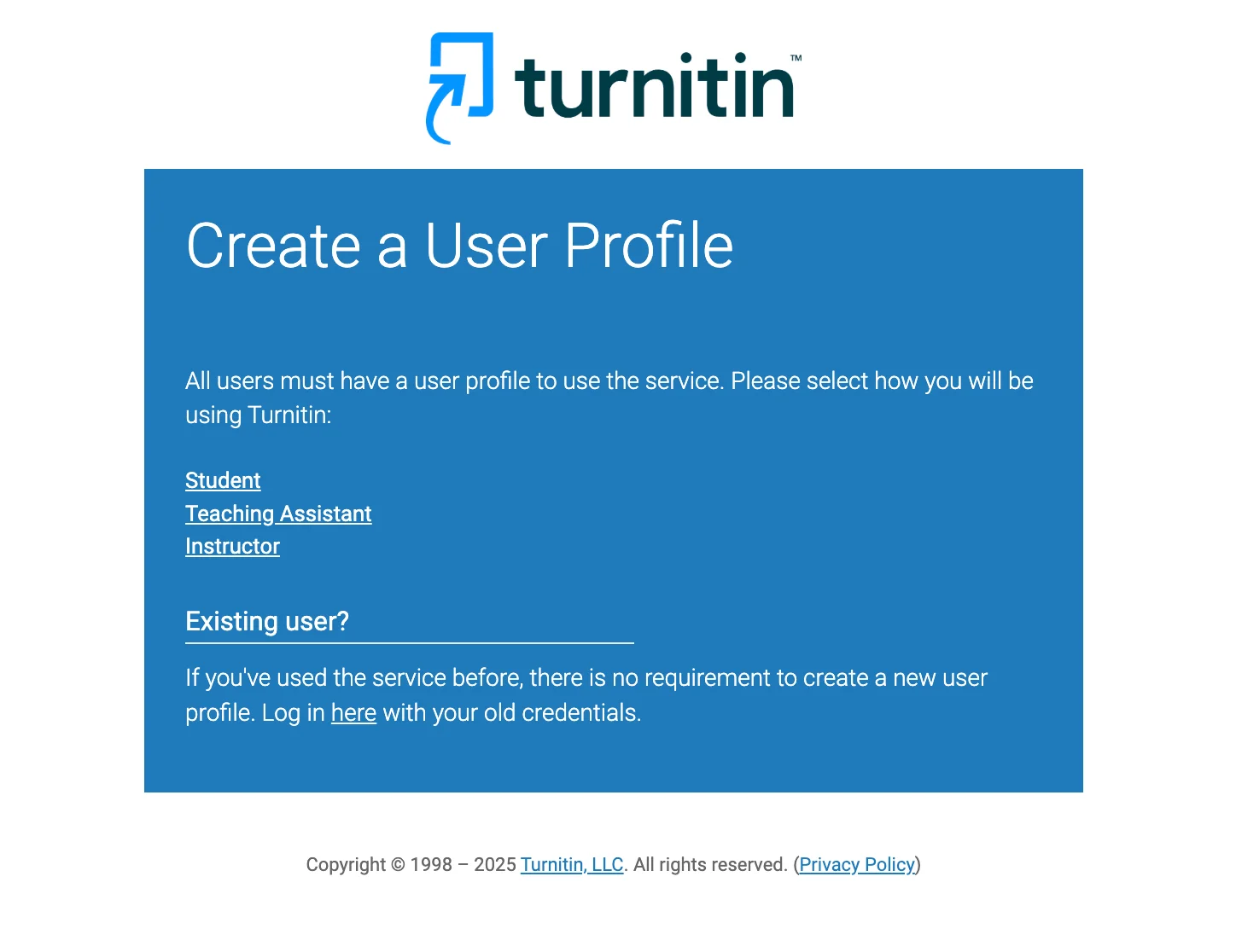 Turnitin creating a user file