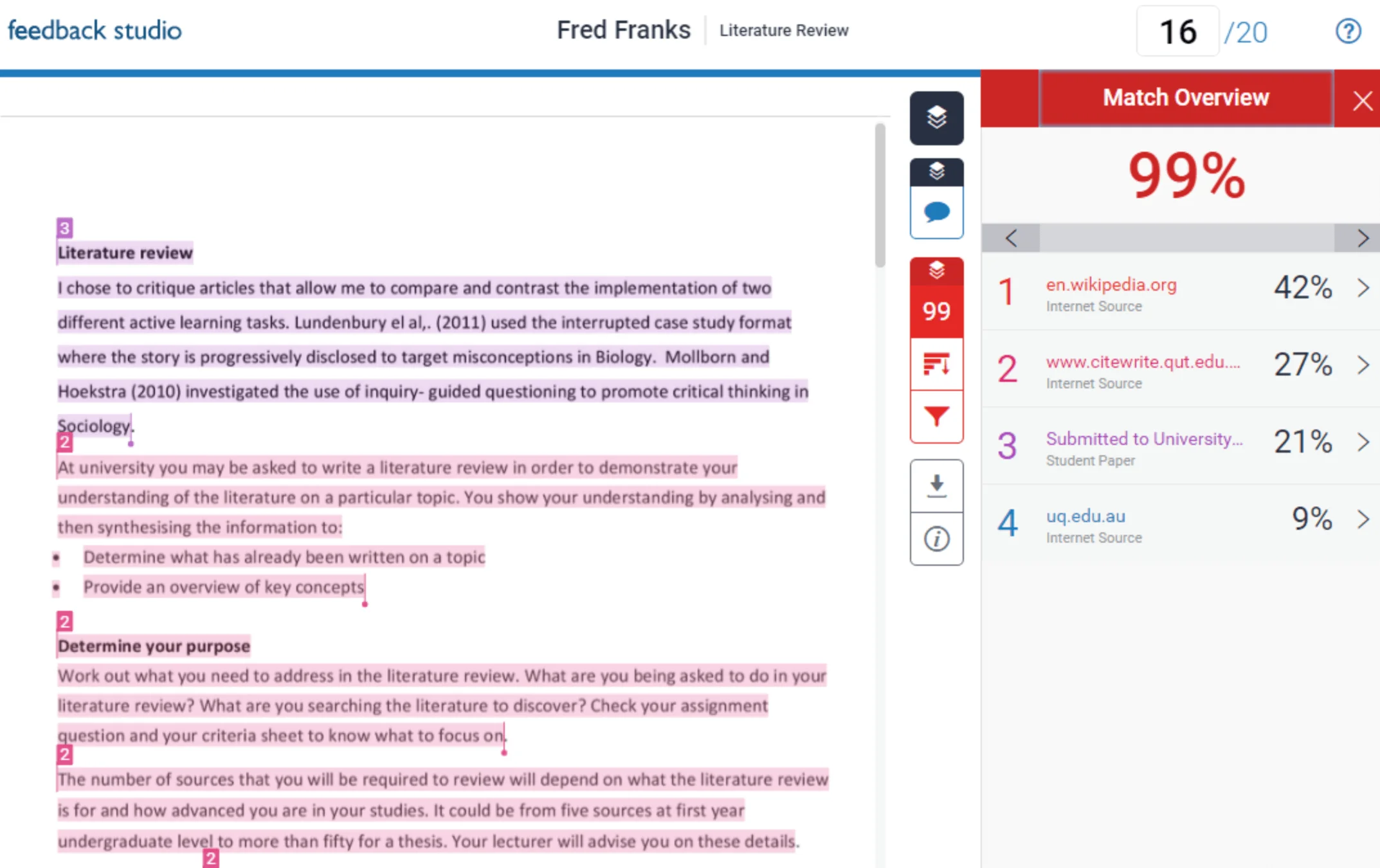 Turnitin Similarity Report Example